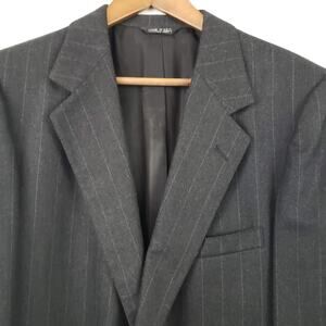 Lanvin Pinstripe Dual Button Blazer Suit Coat Career Event Jacket Black - 40